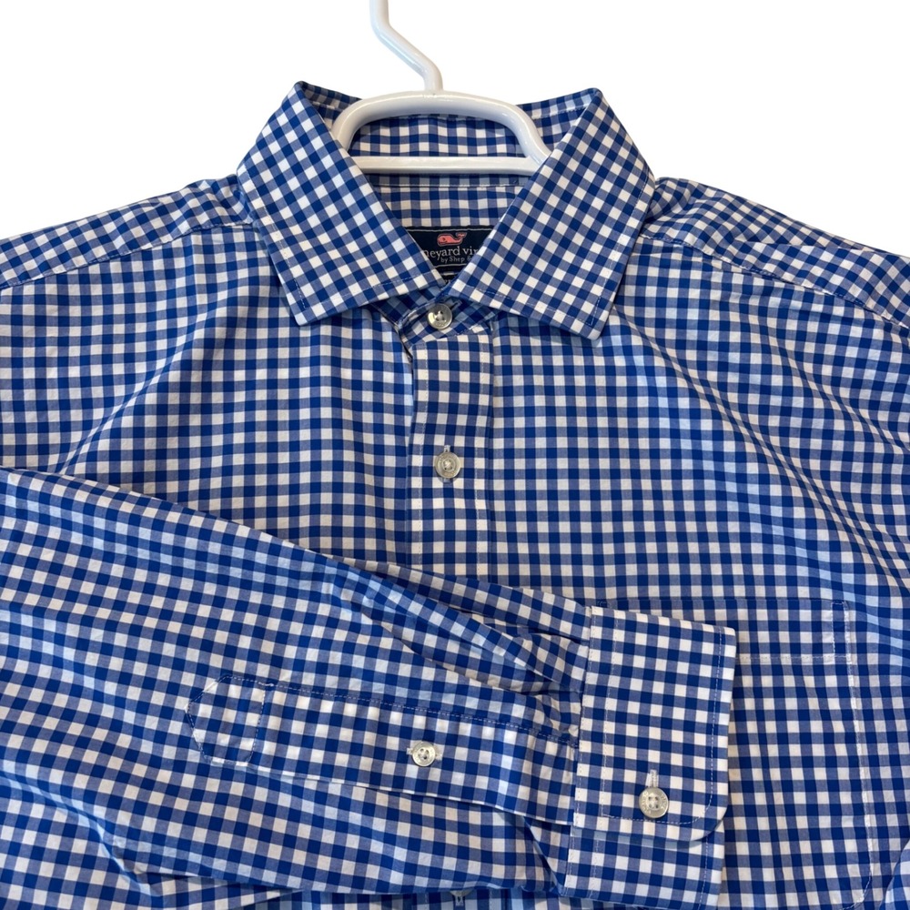Vineyard Vines Cooper Shirt Mens Large Blue White Gingham Check Button Down L